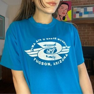 Vintage 90s Single Stitch Pima Air Space Museum Tuscon Arizona Tee Teal …